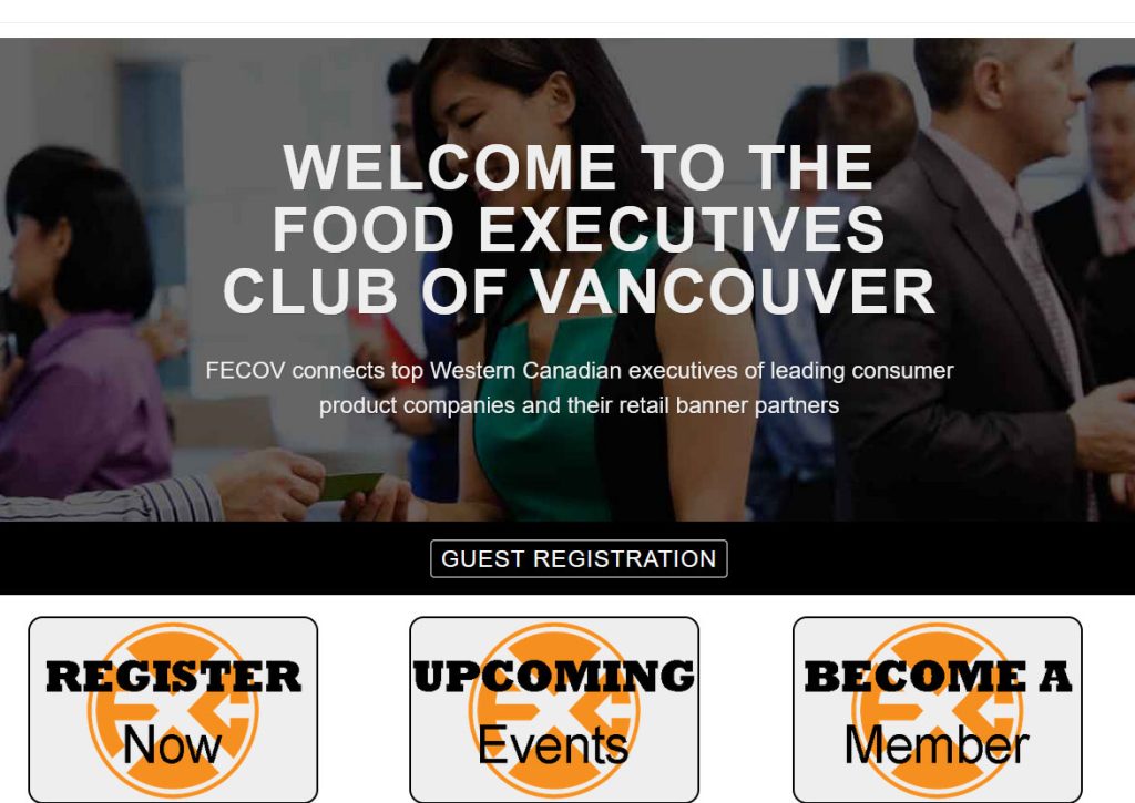 Food Executives Club of Vancouver, website designed by Fern Web Design Services