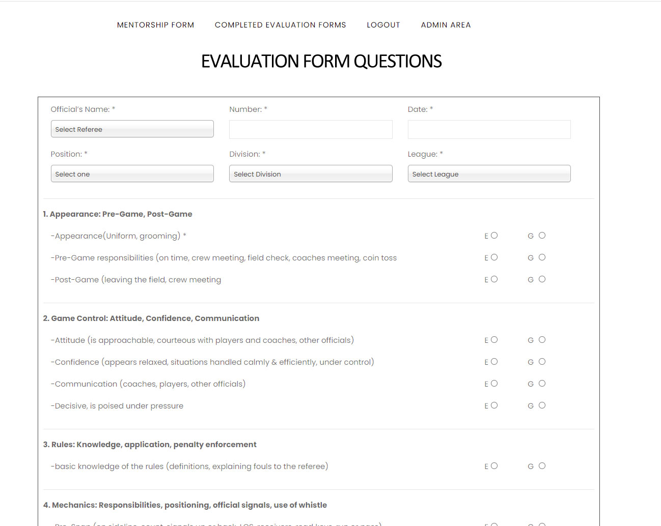 Online dynamic evaluation forms